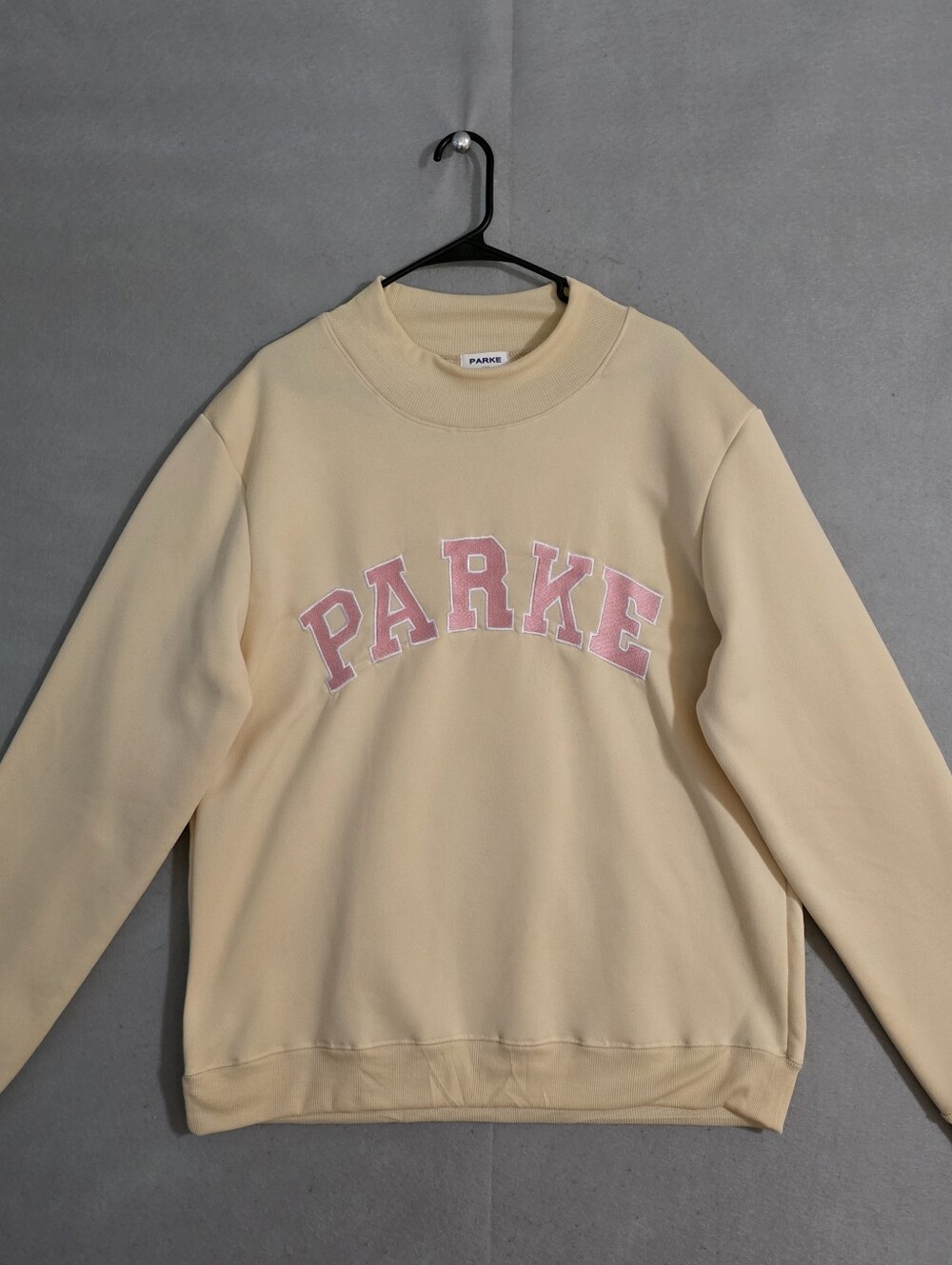 PARKE Womens Varsity Mockneck Sweatshirt Pale Yellow Size XXL